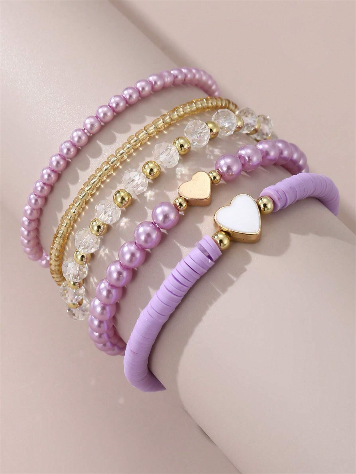 Jewelry Making Kits For Girls - 5pcs Pink Heart Kids Bracelets Set