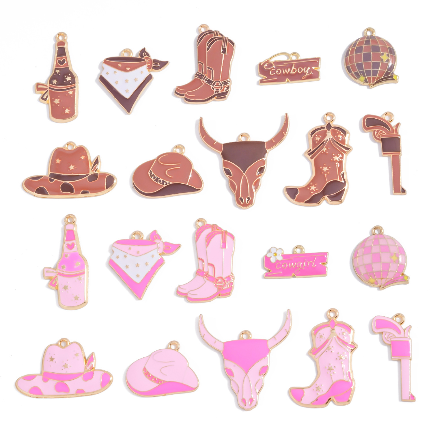 Jewelry Making Event - Cowboy Cowgirl Enamel Charms Alloy Pendants