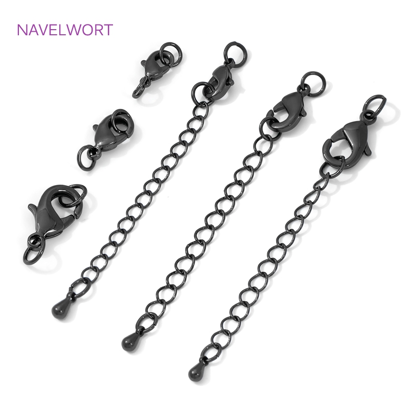 Jewelry Making Pins - Black Color Brass Lobster Clasp&Extender Chain,Clasp