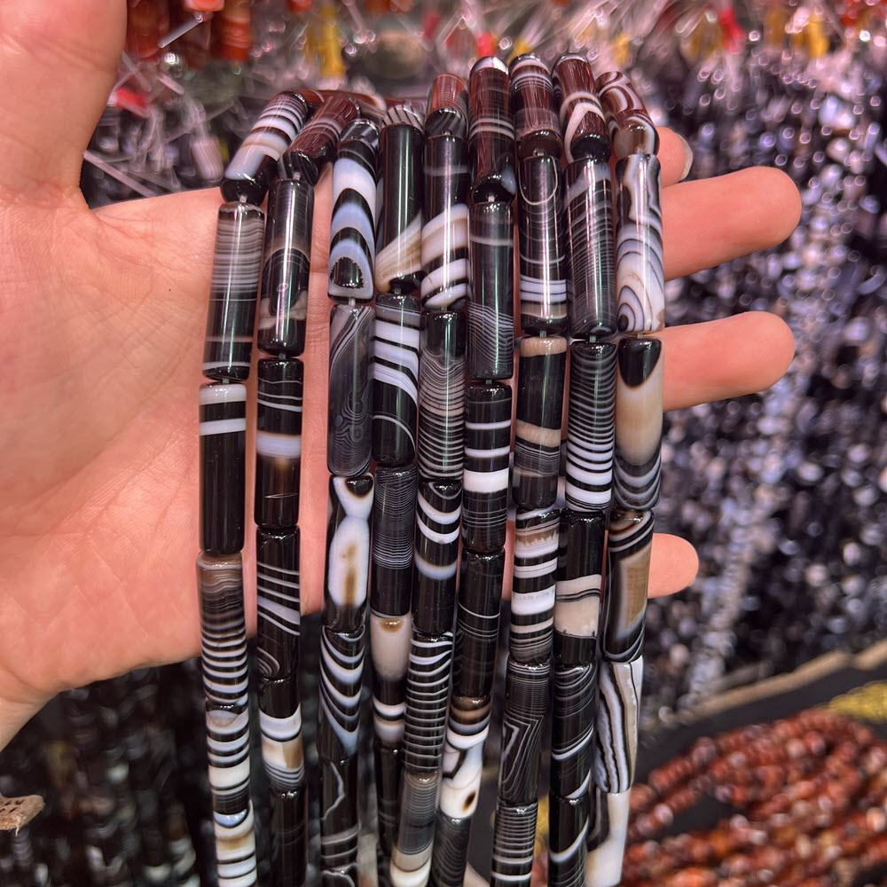 Natural Stone Black Agate Ston - Jewelry Making Store recension och pris
