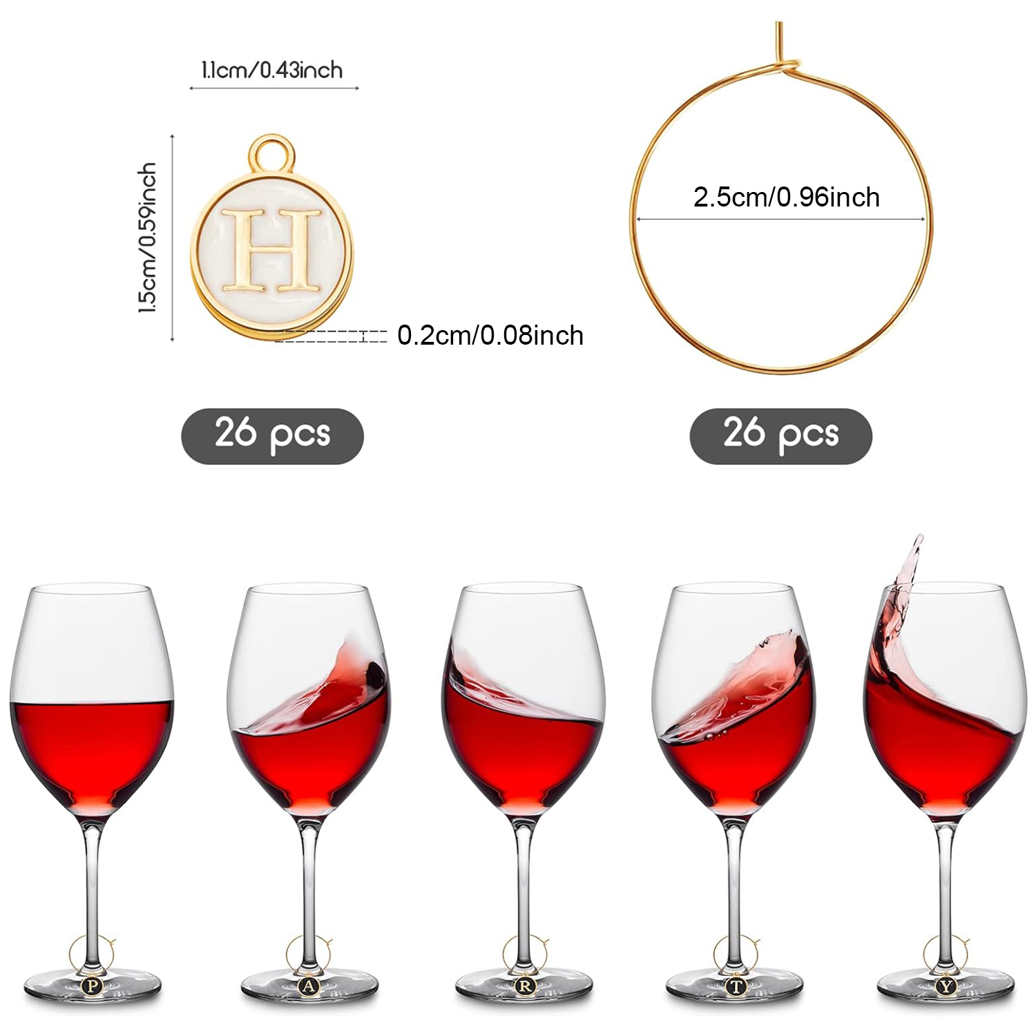 26Pcs Wine Charms for Stem Gla - Jewelry Making Glasses recension och pris
