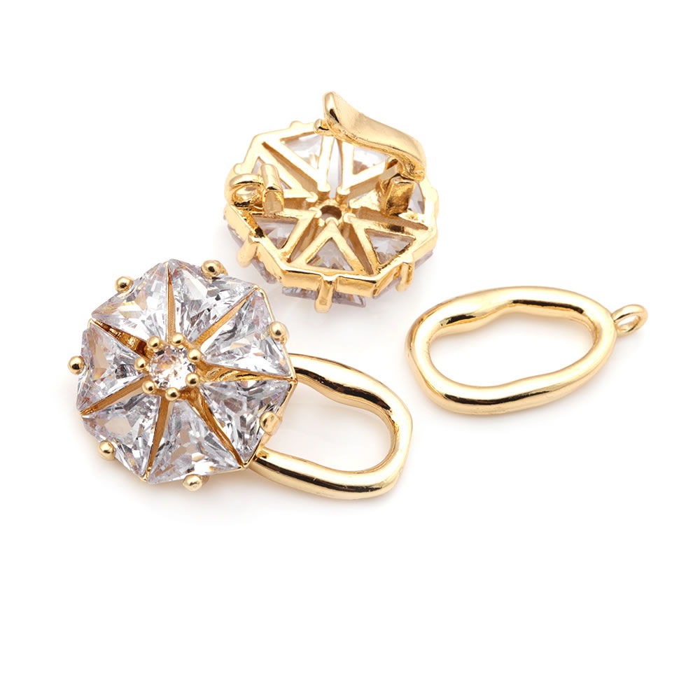 18K Gold Color Brass Zircon Fl - Jewelry Making Knots For Clasps recension och pris