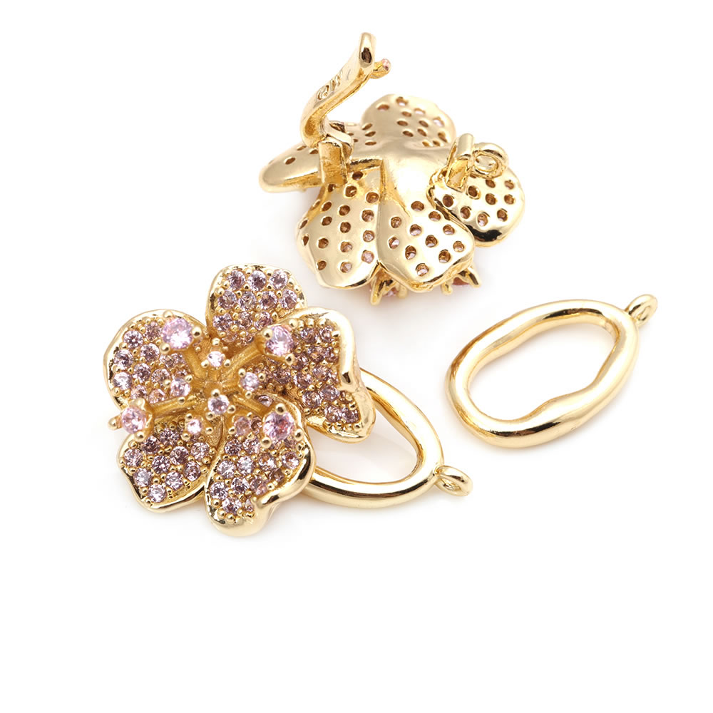 18K Gold Color Brass Zircon Fl - Jewelry Making Knots For Clasps recension och pris