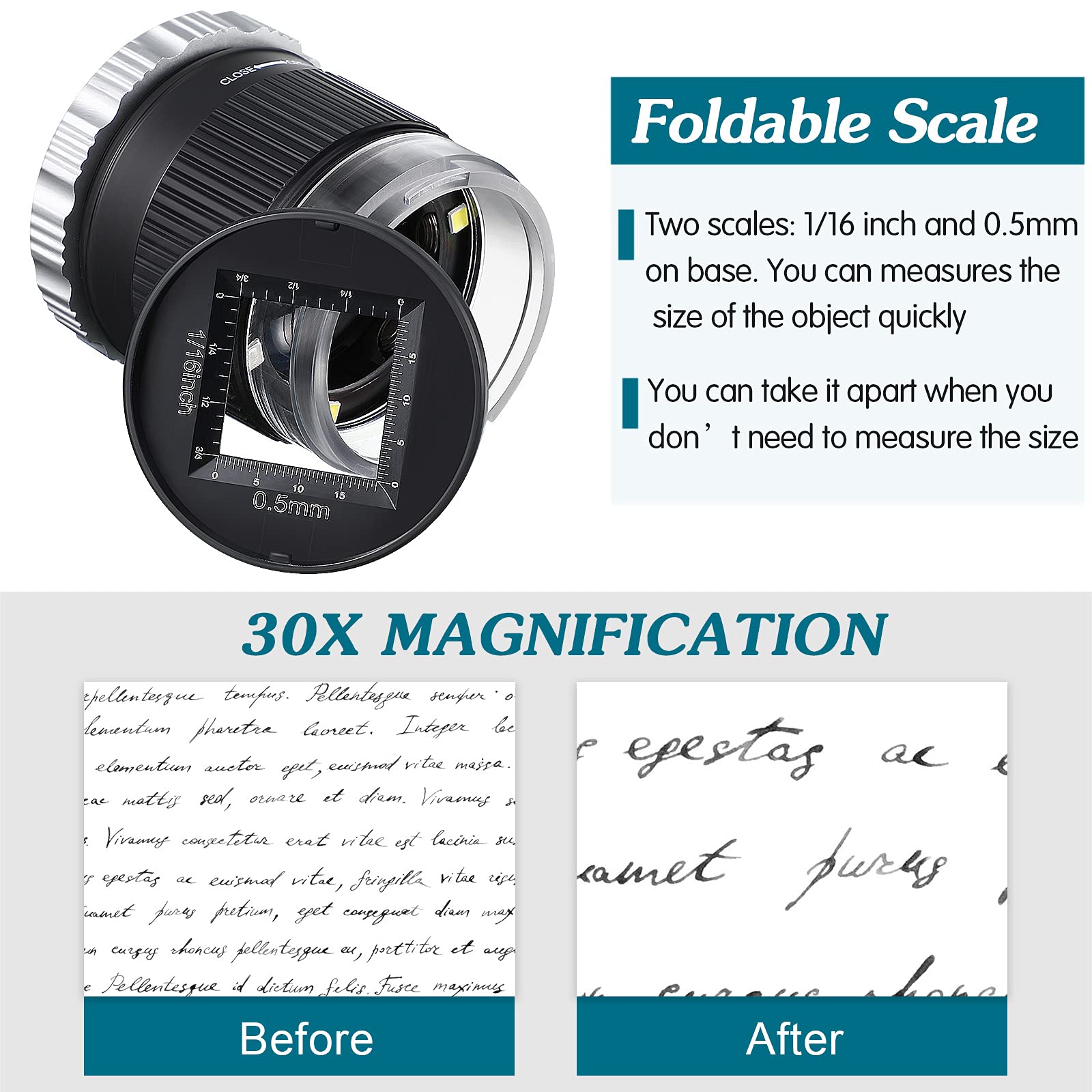 30X Pocket Magnifier with Scal - Jewelry Making Glasses recension och pris
